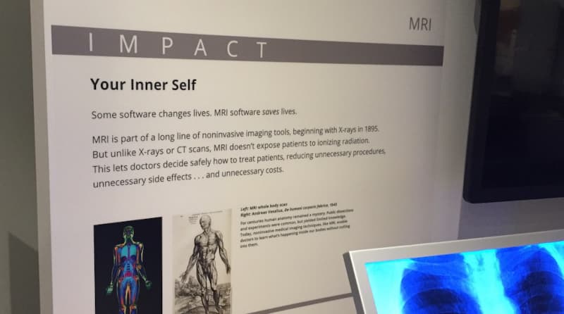 Exhibit about MRI software, at the Computer History Museum.