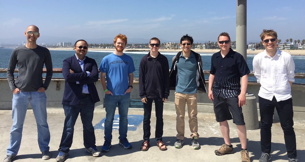 Photo of the team on a pier in Los Angeles, during our 2019 retreat.